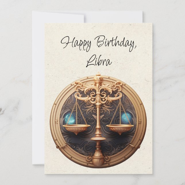 Libra Escala Cartão de Aniversário Minimalista Zod (Frente)