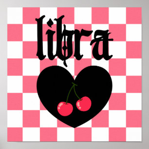 Libra Gothic Checkered Cherries Poster