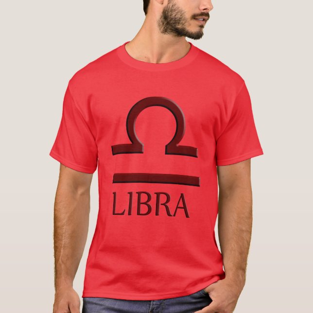 Libra Mens Camisa Vermelha (Frente)
