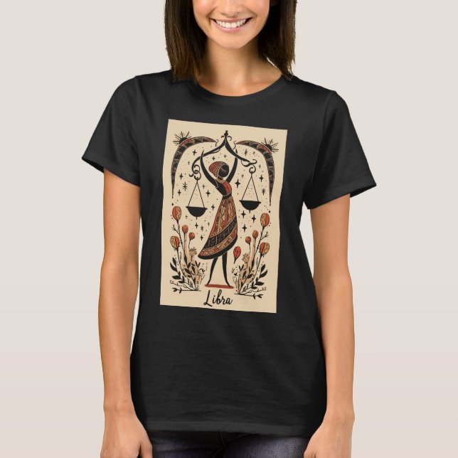 Libra - T-Shirt Celestial Zodiac Art (Frente)