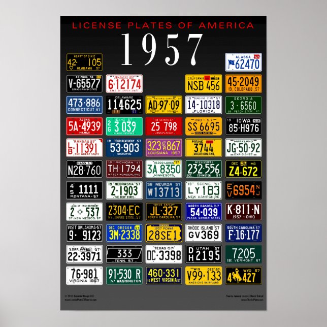 License Plates of America poster - 1957 (Frente)