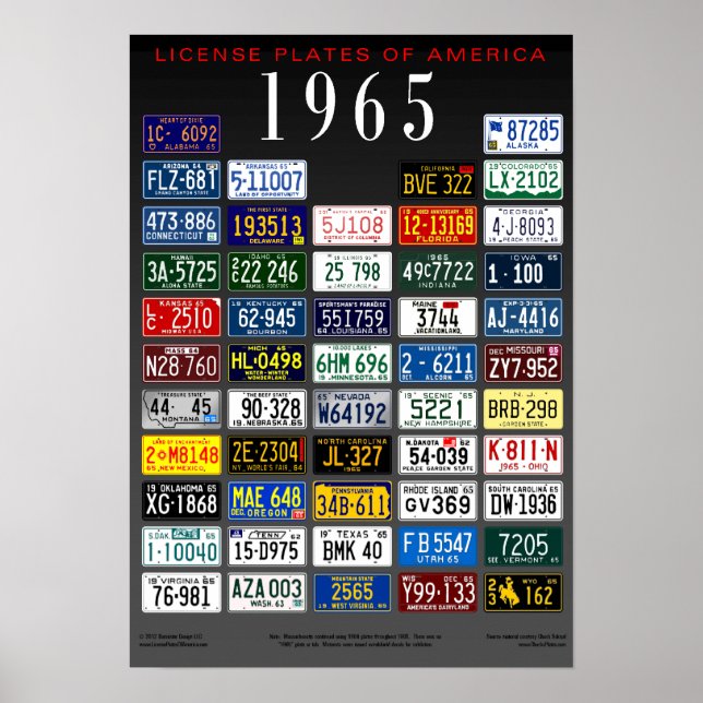 License Plates of America poster - 1965 (Frente)