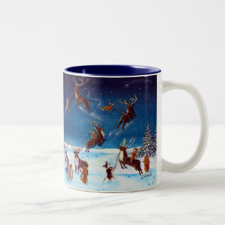 Lições Corgi do vôo e caneca da rena