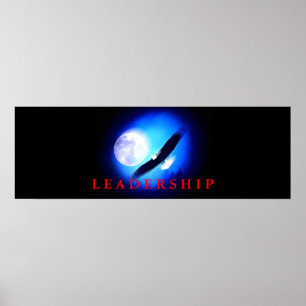 Liderança Motivada Voando Poster Azul Águia