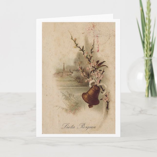 Lieta Pasqua! Cartão de páscoa italiano do vintage (Frente)