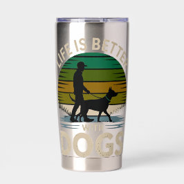 Life Is Better With Dogs Retro Sunset T-Shirt 
