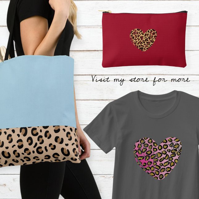 Light blue tote bag / Bag with leopard trim (Criador carregado)