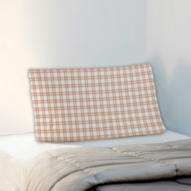 Light Brown Plaid Pattern Pillowcase (Criador carregado)