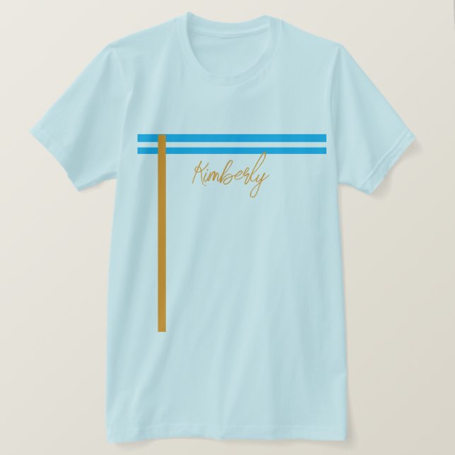 Light Sky Blue Minimal Custom Name Basic T-Shirt (Frente do Design)