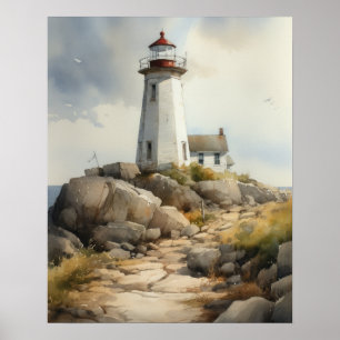 Lighthouse Coastal Art Impressão