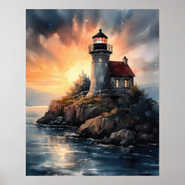 Lighthouse Coastal Art Impressão (Frente)