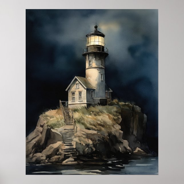 Lighthouse Coastal Art Impressão (Frente)