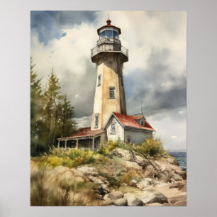 Lighthouse Coastal Art Impressão