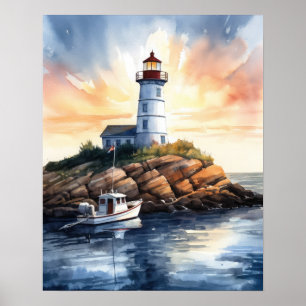 Lighthouse Coastal Art Impressão