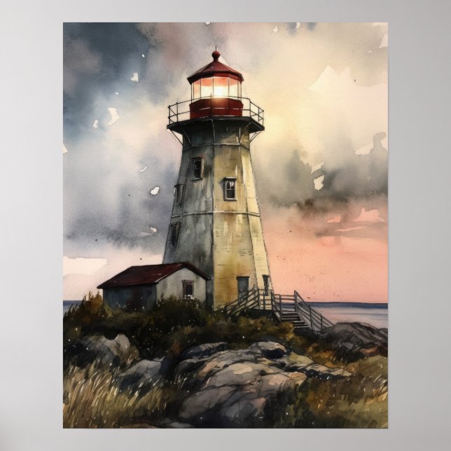 Lighthouse Coastal Art Impressão (Frente)