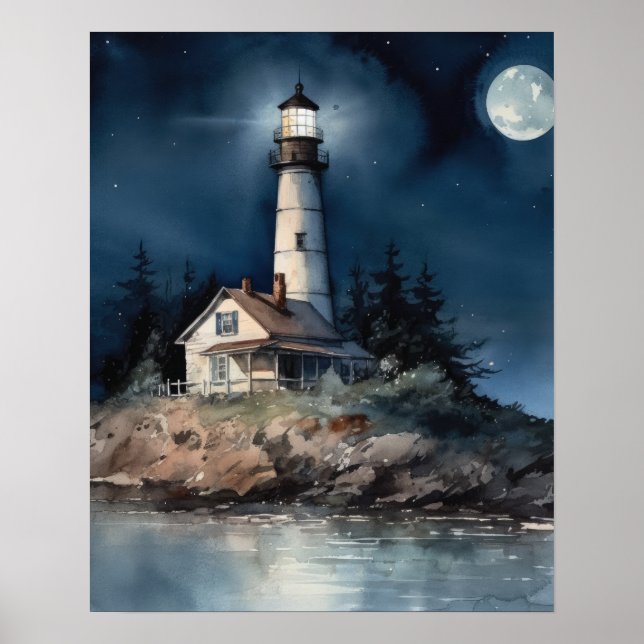 Lighthouse Coastal Art Impressão (Frente)