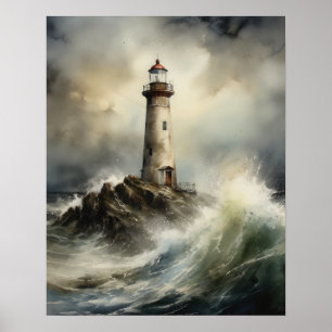 Lighthouse Coastal Art Impressão