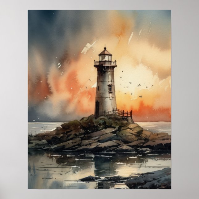 Lighthouse Coastal Art Impressão (Frente)