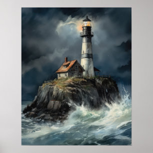 Lighthouse Coastal Art Impressão