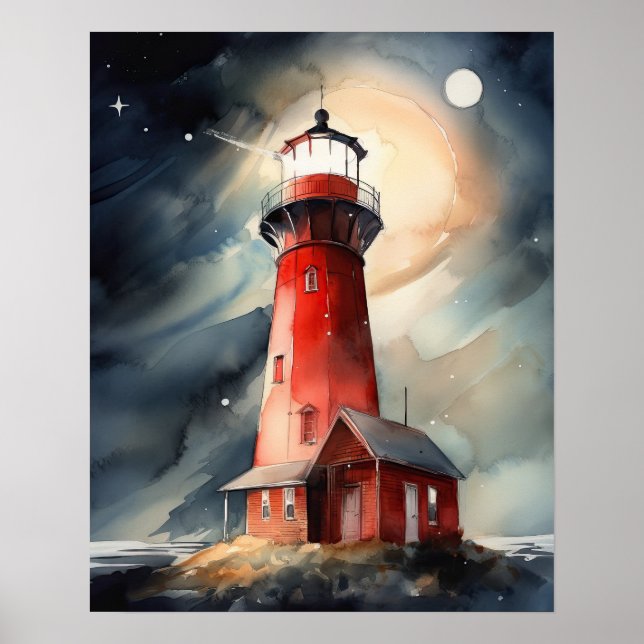 Lighthouse Coastal Art Impressão (Frente)