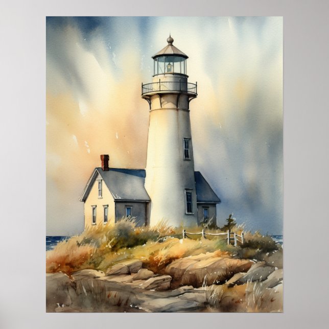 Lighthouse Coastal Art Impressão (Frente)