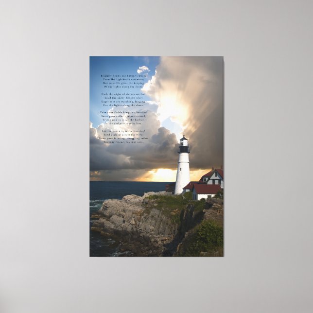Lighthouse Poem Stretered Canvas Print (Frente)