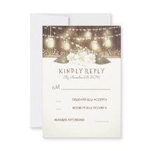 Lights Mason Jars Rustic Wood Barn Weding RSVP