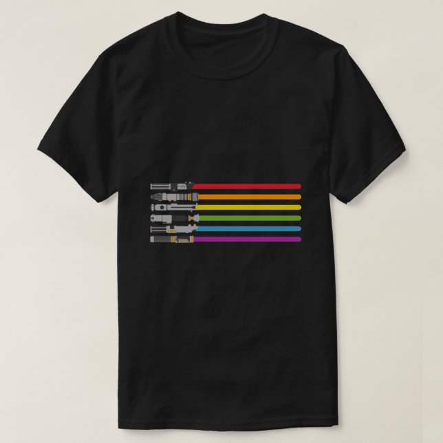 Lightsaber Rainbow Essential T-Shirt (Frente do Design)