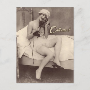 Ligue-me! Cartão postal ousado de garota flapper d