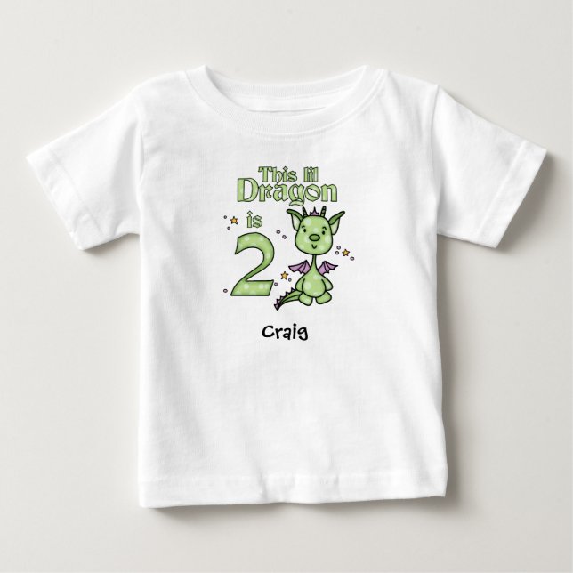 Lil Dragon segundo aniversário Baby T-Shirt (Frente)