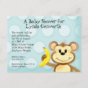 Lil Monkey, Boy Blue Chá de fraldas Card Convite