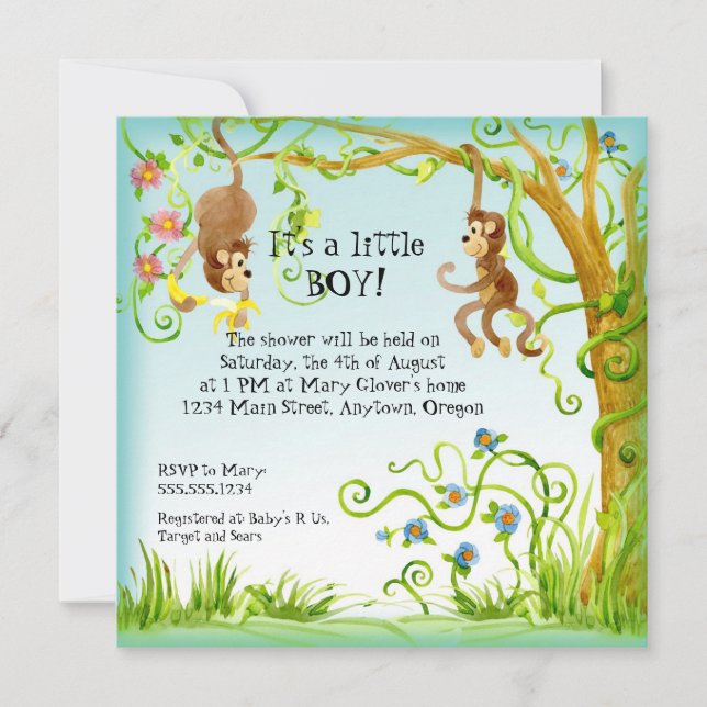 Lil Monkey, Convite para Chás de fraldas (Frente)