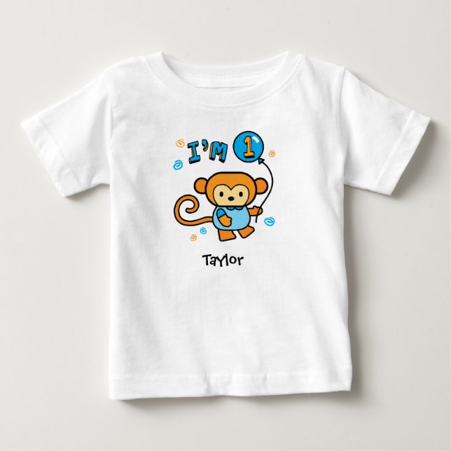 Lil Monkey primeiro aniversario Baby T-Shirt (Frente)