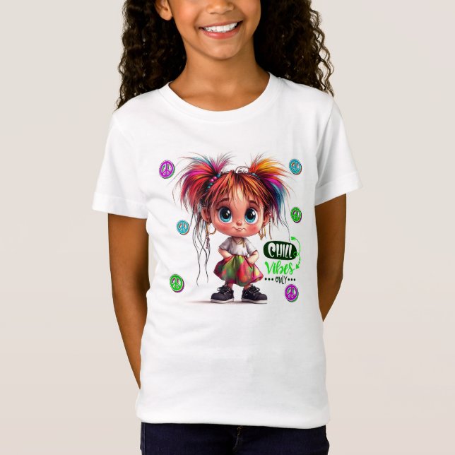 Lil Quirky Girl Chill Vibe Kids T-Shirt (Frente)