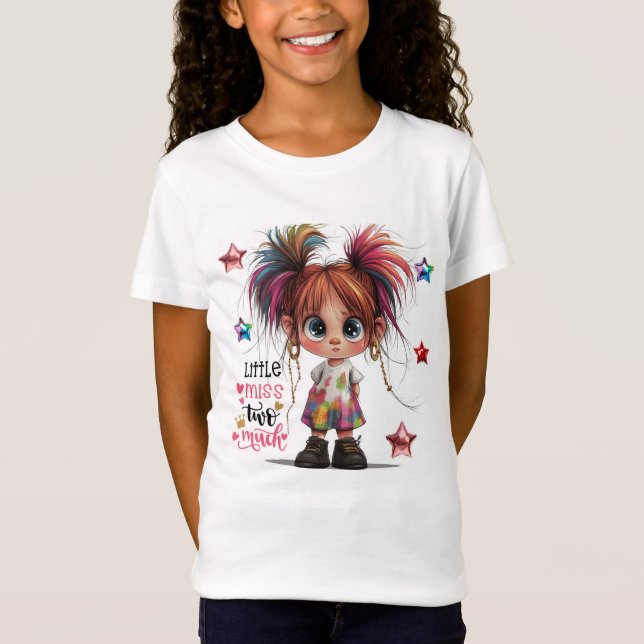 Lil Quirky Girl Duas Crianças Muitíssimas T-Shirt (Frente)