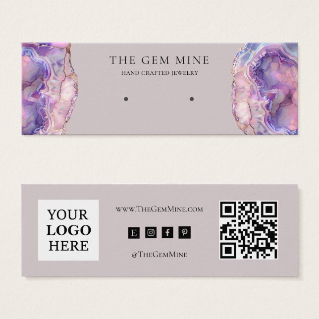 Lilac Agate Earring Mini Display Business Card (Frente & Verso)