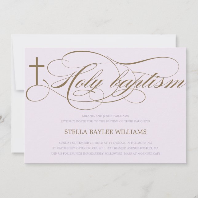 LILAC & BROWN HOLY CROSS| CONVITE BAPTISMO (Frente)