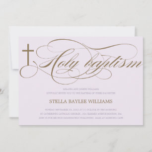 LILAC & BROWN HOLY CROSS  CONVITE BAPTISMO