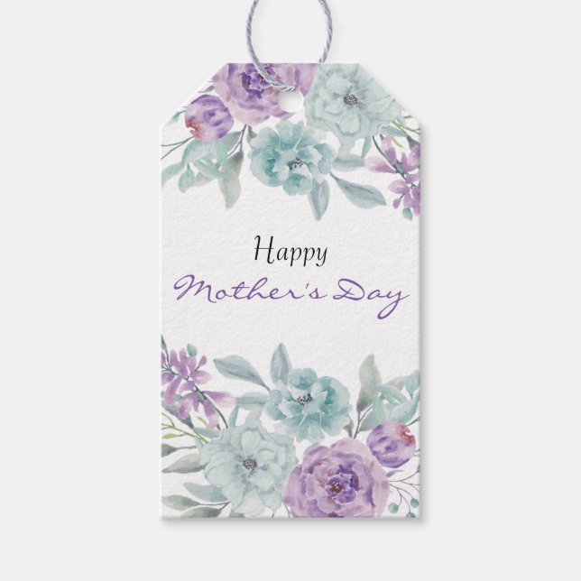 Lilac e Mint Floral | Etiqueta de presentes do Dia (Frente)