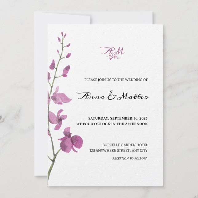 Lilac Elegance Convite Minimalista Para Casamento (Frente)