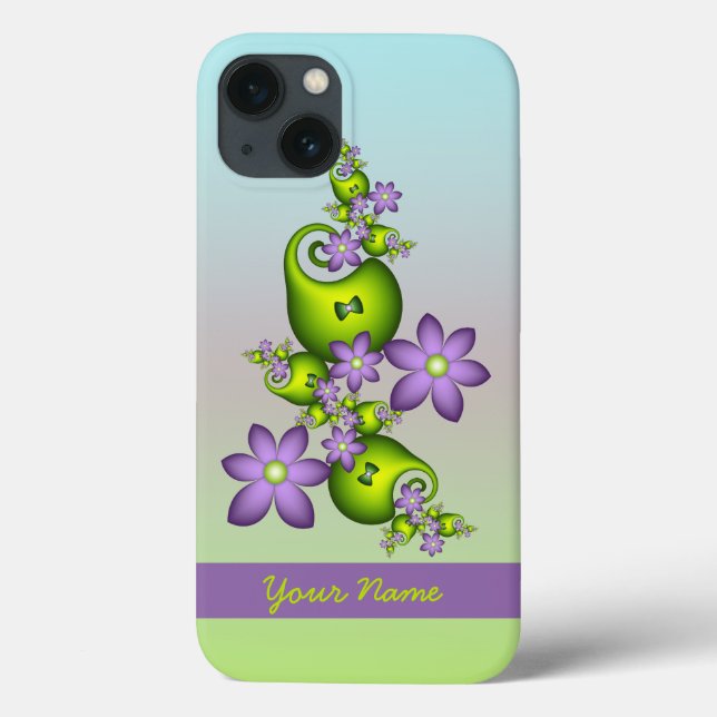 Lilac Fantasy Flói Verde Formas Fractais Nome (Verso)