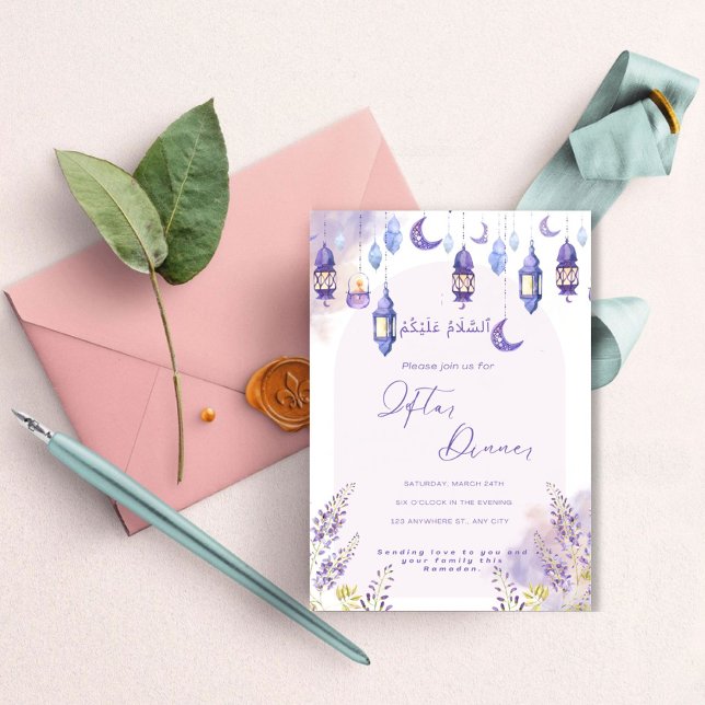 Lilac Floral Ramadan Iftar Janto Convite (Criador carregado)