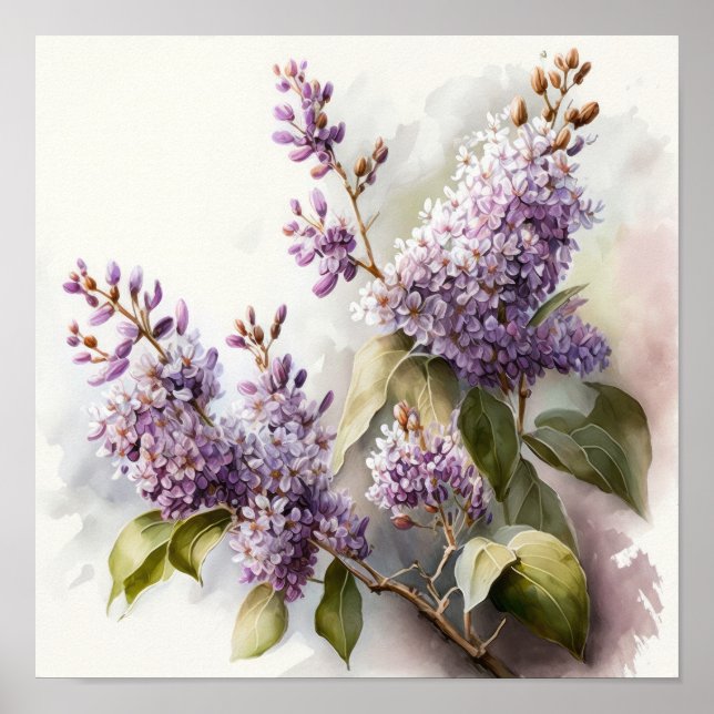 Lilac Flowers Art Impressão Poster (Frente)