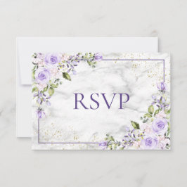 Lilac Lavanda Dourada Marble Floral Weding RSVP