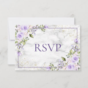 Lilac Lavanda Dourada Marble Floral Weding RSVP