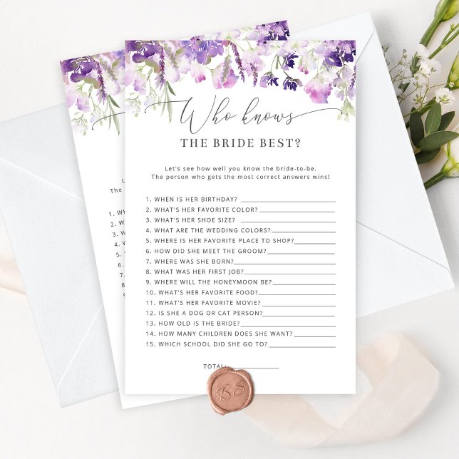 Lilac lavanda Quem conhece o melhor jogo da noiva (Criador carregado)