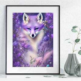 Lilac Misterioso Fox Editável Poster