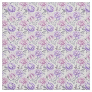Lilac Pink Peony Tecido Floral Botânico Elegante