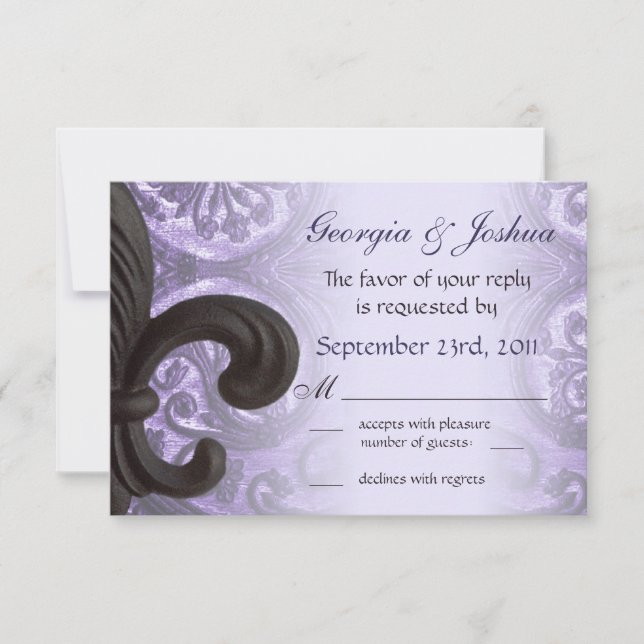 Lilac "pulgas de ferro de lis" RSVP de Casamento (Frente)