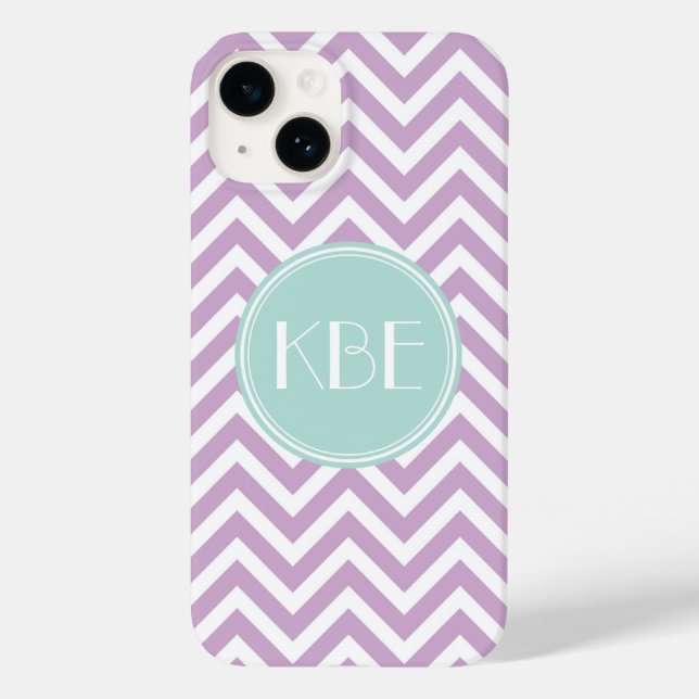 Lilac Purple e Mint Chevron Monograma (Verso)